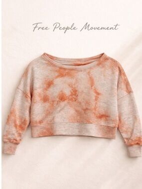 FP  Movement Slouchy Crop Sweatshirt Large Tie Dye Wide Collar Drop Shoulder L